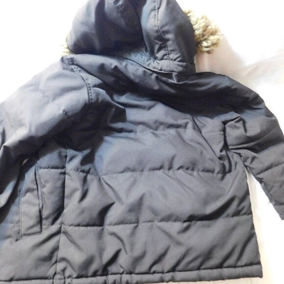 Swiss Tech Kids Parka Coat Black with Faux Fur Hood Size 6-7 - Picture 4 of 8